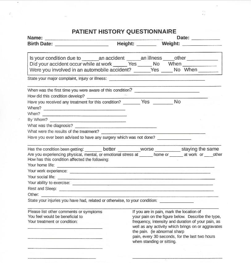 Patient History Questionnaire